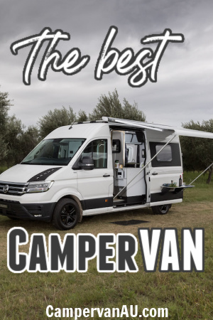 White campervan with door open and awning out, with text overlay: The best campervan