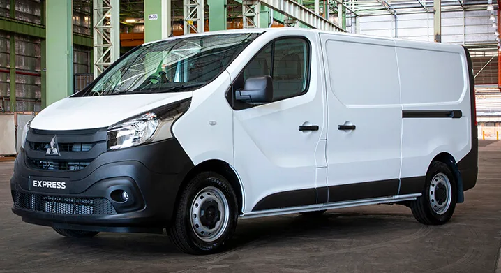 Exterior of white Mitsubishi Express van