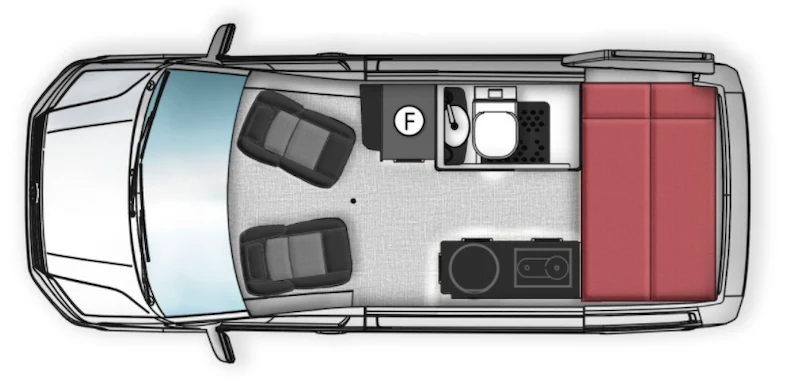 Floorplan of the Trakka Akuna campervan