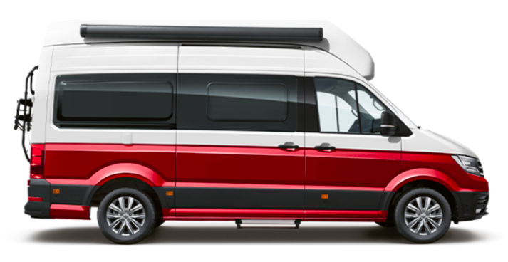 Side view of the new VW Grand California 600 campervan.