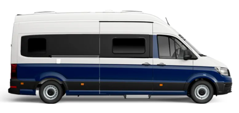 Side view of the new VW Grand California 680 campervan.
