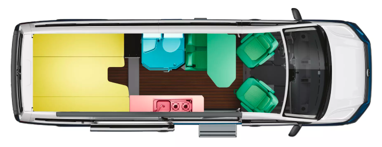 Layout of the new VW Grand California 680 campervan.