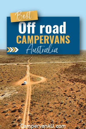 Aerial view of outback Australia with lone campervan seen on a dirt road.