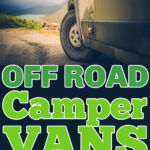 Van wheel on a gravel road with text below that reads: Off road campervans Australia 2023.