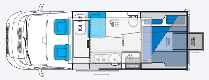 Floor plan of the new Jayco JRV Campervan FD 19-4.