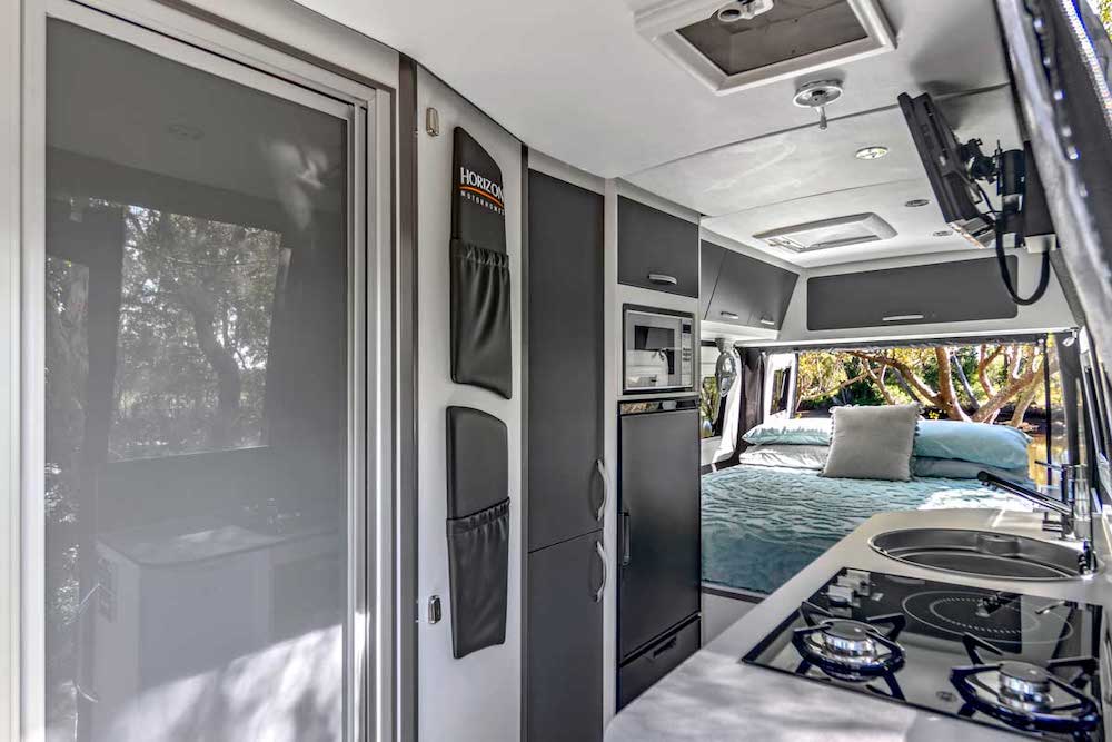Interior of the Wattle camper van by Horizon Motorhomes.