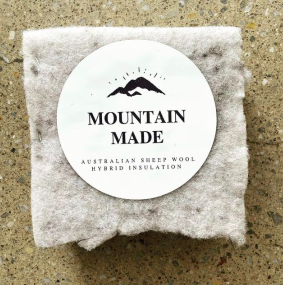 Sample square of Mountain Made sheeps wool van insulation.