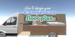 Render of a camper van showing internal fitout