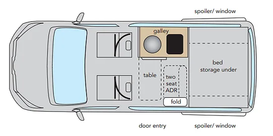 Layout of the Jacana Hiker small campervan.