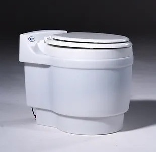 Side view of a Laveo DryFlush toilet.