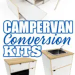 Collage of 3 modular units that go into a van to make it a campervan. There is text overlay: Campervan conversion kits Australia.