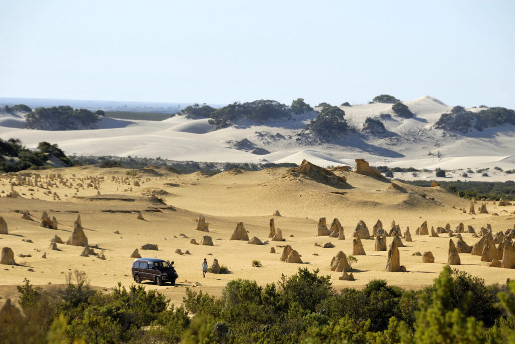 Van parked at Pinnacles Desert in Western Australia.